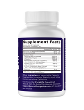 Load image into Gallery viewer, Pure Sleep bottle containing Magnesium (75mg), Zinc (15mg), L-Theanine (200mg), L-Arginine HCl (1200mg), L-Tryptophan (750mg), GABA (750mg), Ashwagandha (100mg), Melatonin (6mg), and Griffonia simplicifolia Seed Extract (25mg).